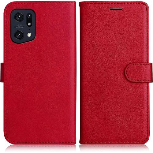 Coque Pour Oppo Find X5 Pro Anti-Rayures Antichoc Protection Synthécuir Rouge - Booling