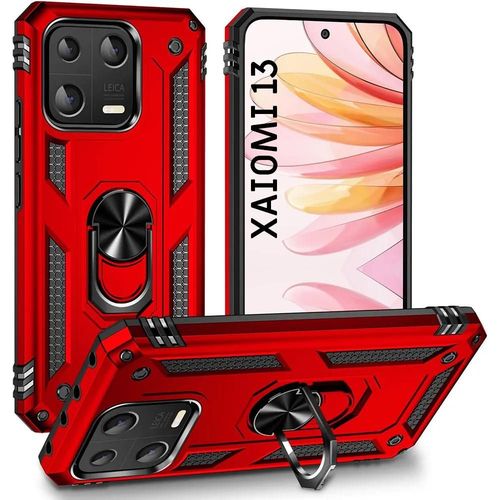 Coque Bumper Pour Xiaomi 13 Anneau Support Protection Renforcée Rouge - Booling