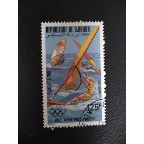 Timbre Djibouti Yt Pa 182 Année Pré-Olympique De Planche À Voile 1982 ( 051208 )