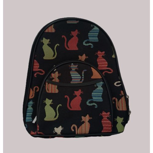 Sac à dos noir à chats multicolores. New See. 31 x 30 x 10 cm