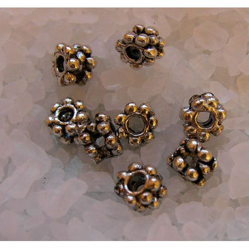 Perles Intercalaires Fleurs Doubles En Argent Du Tibet - X15