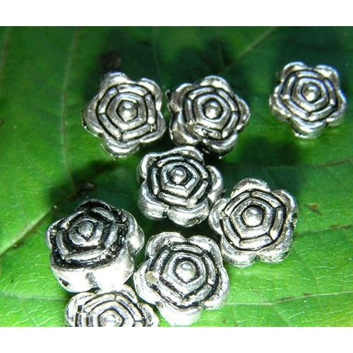 Perles Roses En Argent Du Tibet - X10
