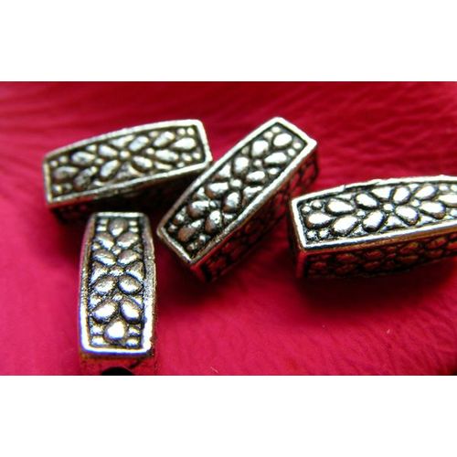Perles Tubes Fleurs En Argent Du Tibet - X5