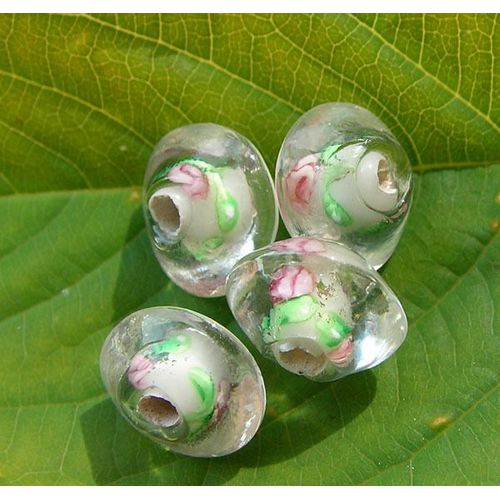 Perles Toupies En Verre - X4