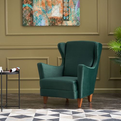 Williams - Fauteuil À Oreilles En Velours Vert