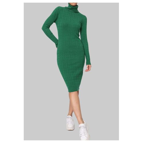 Robe Col Roulé Vert Femme