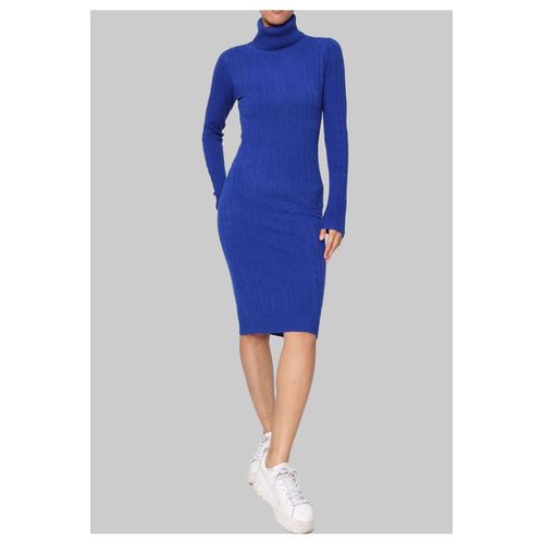 Robe Col Roulé Bleu Femme