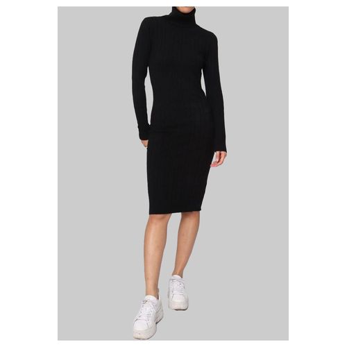 Robe Col Roulé Noir Femme