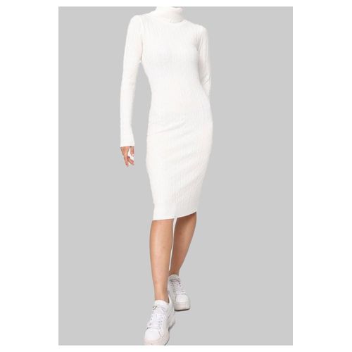 Robe Col Roulé Blanc Femme