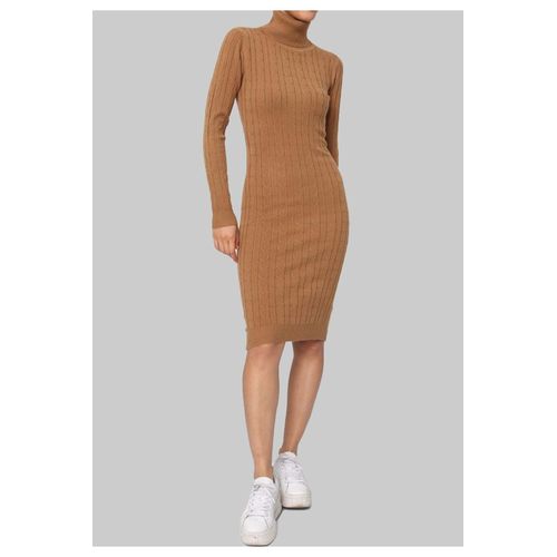 Robe Col Roulé Marron Femme