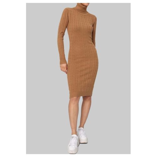 Robe Col Roulé Marron Femme