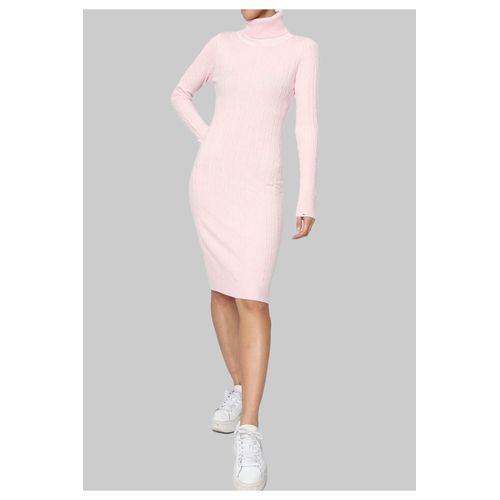 Robe Col Roulé Rose Femme
