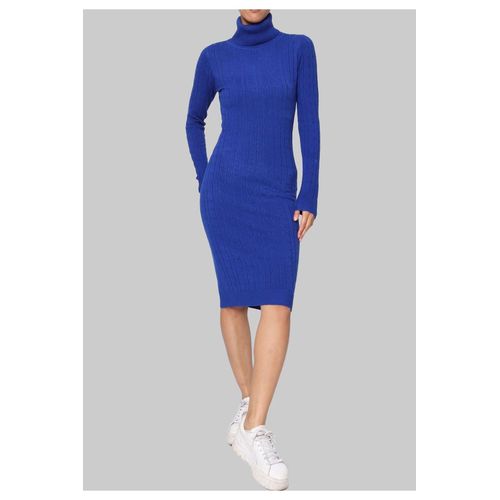 Robe Col Roulé Bleu Femme