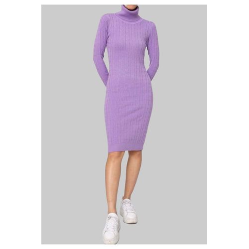 Robe Col Roulé Violet Femme