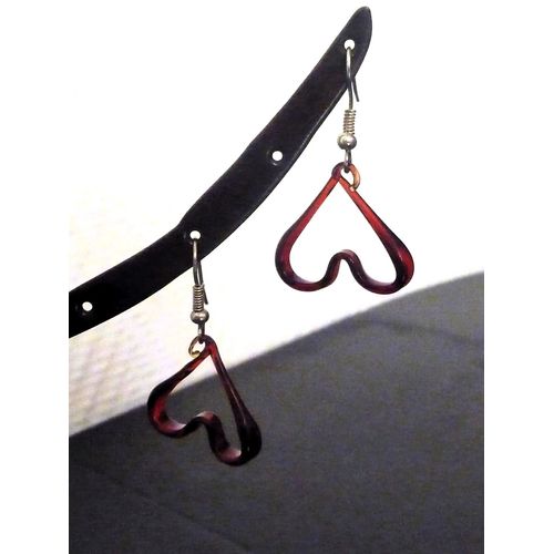 Boucles D'oreilles Dormeuses En Verre Marron Et Métal Argenté