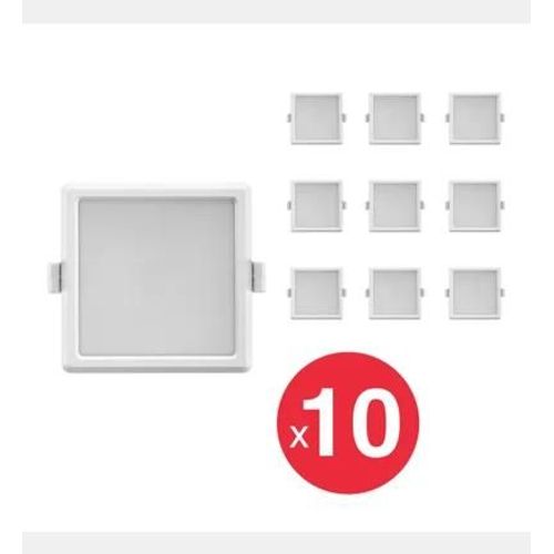 Xanlite - Xanlite - Lot X10 Downlights Led Carrés Super Slims, 800 Lumens, 6w, Blanc Neutre (4000k) - Wpack10dop400ccw - Blanc