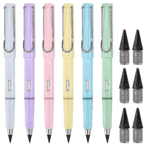Crayons Sans Encre Éternels,6 Crayons Sans Encre + 6 Têtes De Remplacement, Technologie D¿Écriture Illimitée, Perpet