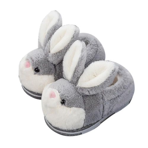 Pantoufles Lapin En Peluche Mignon Hiver Famille Salon Chambre Pantoufles En Coton Pantoufles Antidérapantes Chaudes Pour Femmes Adultes Gris 42-43-Zzy