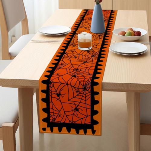 Halloween Imprimé Chemin De Table Restaurant Nappe Usine Direct Imitation Lin Napperon Serviette Gao6854