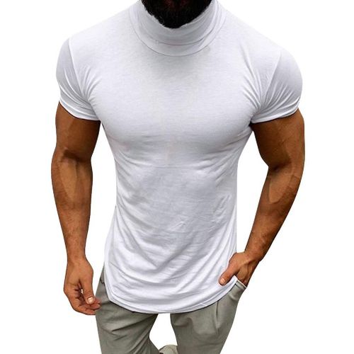 Hommes Casual Printemps Été Couleur Unie À Manches Courtes Col Roulé Tops Chemisier Chemises 240487