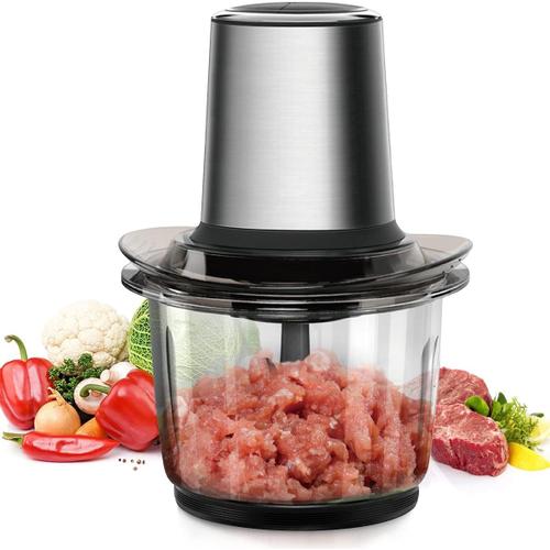 Hachoir Électrique Avec Bol Verre 1.5L, Hachoir À Viande 400W, 2 Niveaux De Vitesse, Avec 4 Lames Amovibles Hachoir Electrique Multifonction Pour Hacher Viande, Oignon, Herbes, Fruit Sec Rapide