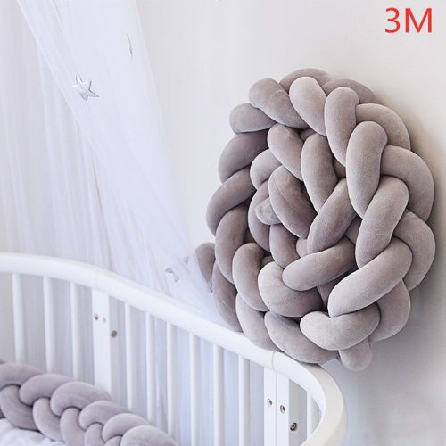 Traversin Pour Lit De Bébé,À Placer Autour,Protection Contre Les Chocs,Tresse À N?Ud,1 2 3 4m - Type Gray 3m