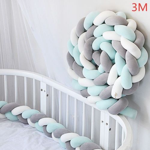 Traversin Pour Lit De Bébé,À Placer Autour,Protection Contre Les Chocs,Tresse À N?Ud,1 2 3 4m - Type White Gray Green 3m