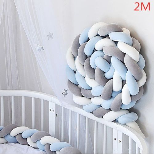 Traversin Pour Lit De Bébé,À Placer Autour,Protection Contre Les Chocs,Tresse À N?Ud,1 2 3 4m - Type White Gray Blue 2m