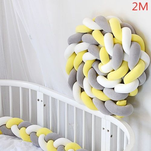 Traversin Pour Lit De Bébé,À Placer Autour,Protection Contre Les Chocs,Tresse À N?Ud,1 2 3 4m - Type White Gray Yellow 2m