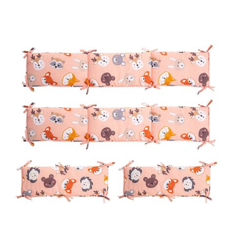 Parure De Lit En Coton Cpull,4 Pièces,Drap Imprimé Mignon,Protection Latérale Du Berceau,Accessoires De Chambre De Bébé,Protection Des Lits - Type Fox