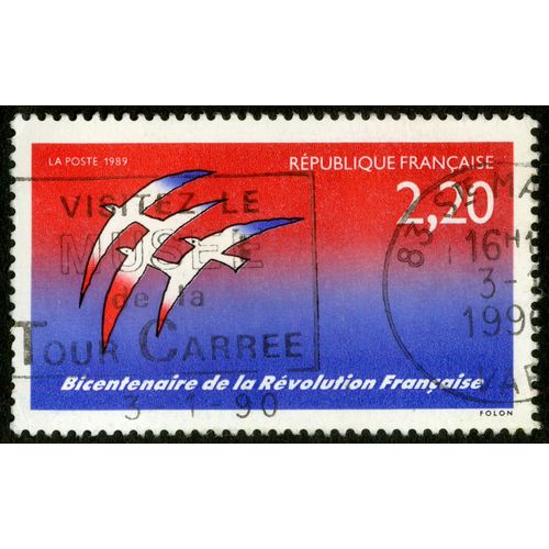 Timbre Oblitéré Bicentenaire De La Révolution Française, La Poste 1989, République Française, Folon, 2,20