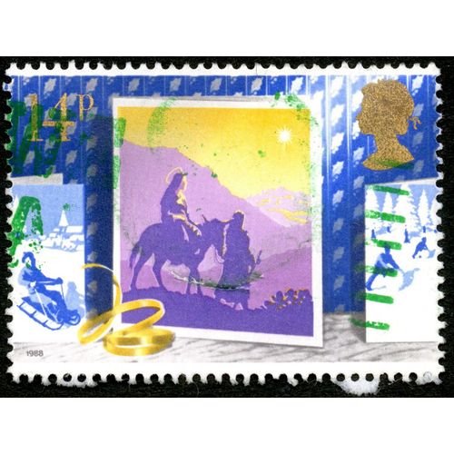 Timbre Oblitéré Angleterre, Noël, 1988, 14 P