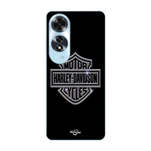 Coque Oppo A60 Harley Davidson Logo Motor Sycles Gris Front Noir
