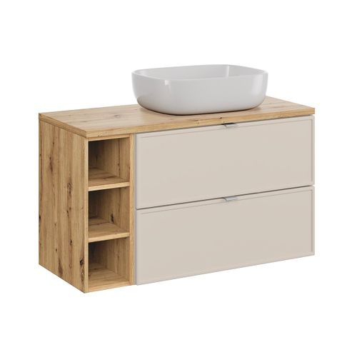 Meuble Vasque 3 Niches Stratifiés Beige