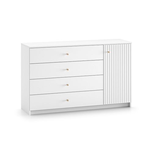 Commode 1 Porte 4 Tiroirs Stratifiés Blanc