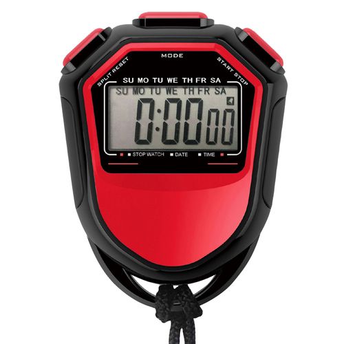 Chronomètre Numérique Lcd Étanche Avec Sangle Pour La Natation,La Course,L'entraînement De Football,La Minuterie De Détermination,Le Chronographe,Le Compteur De Sport - Type Red
