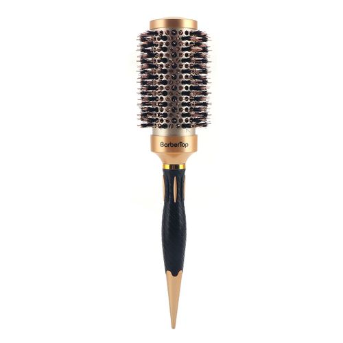 Brosse À Cheveux Ronde En Poils De Sanglier,Peigne À Cheveux Droit En Sergé,Baril Rond,Brosse À Friser Les Cheveux,Outil De Coiffure,Manche #C 