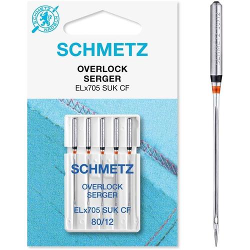 Aiguilles pour machines à coudre | 5 aiguilles Overlock/surjeteuse| ELx705 SUK CF et SY 2022 | Grosseur d'aiguille 80/12