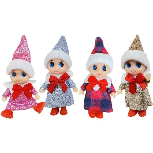 Lot De 4 Poupées Elfes De Noël Pour Bébé, Petites Poupées Elfes De Noël, Jouets Pour Bébé Elfes, Cadeau De Noël Pour Enfants