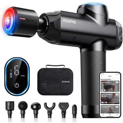 Pistolet De Massage Renpho Power+ Thermacool C001sh - 6 Têtes De Massage Dont Une Tête Chaud/Froid - Noir