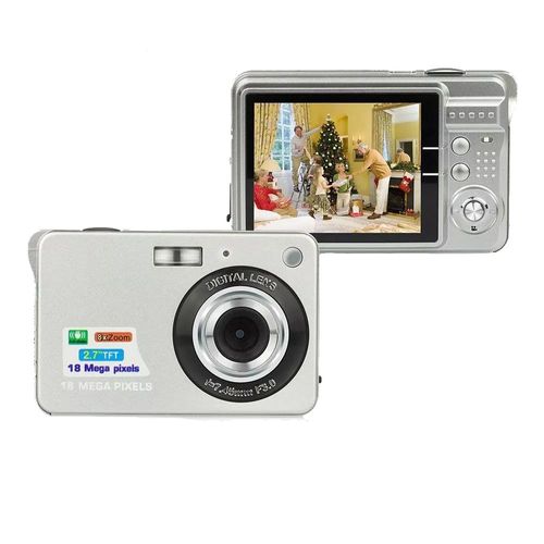 Appareil Photo Numérique Portable 18MP Zoom 8x + SD 16Go Argent YONIS