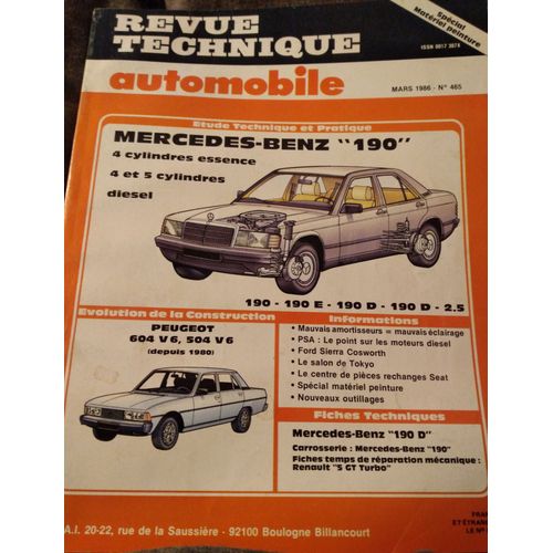 Revue Technique Automobile 465 De Mars 1986 Mercedes Benz 190