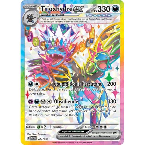 Carte Pokémon Trioxhydre Ex Téracristal Pv 330 223 / 191 Ultra Rare Full Art Etincelles Déferlantes Ev08