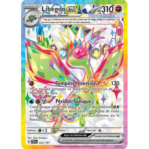 Carte Pokémon Libégon Ex Téracristal Pv 310 222 / 191 Ultra Rare Full Art Etincelles Déferlantes Ev08