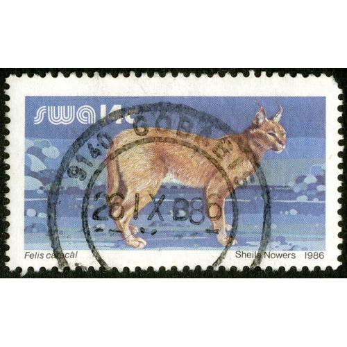 Timbre Oblitéré Swa 14 C, Felis Caracal, 1986, Sheila Nowers