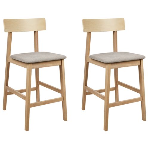Lot De 2 Chaises De Bar Isanti Bois D'hévéa Taupe