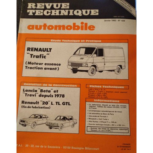 Revue Technique Automobile 429 Janvier 1983 Renault Trafic Et Lancia Beta