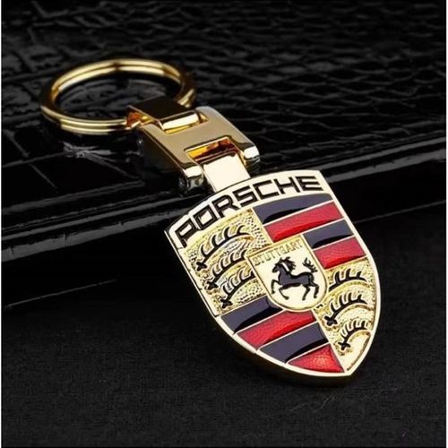 Porte Clés Porsche Métal Or Double Face - Keychain Clef Cle