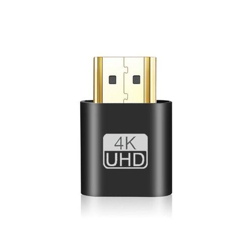 Adaptateur d'affichage virtuel VGA compatible HDMI 1.4 DDC EDID fiche factice sans tête affichage fantôme émulateur carte vidéo plaque de verrouillage 1 pièce - Type Black-Adapter