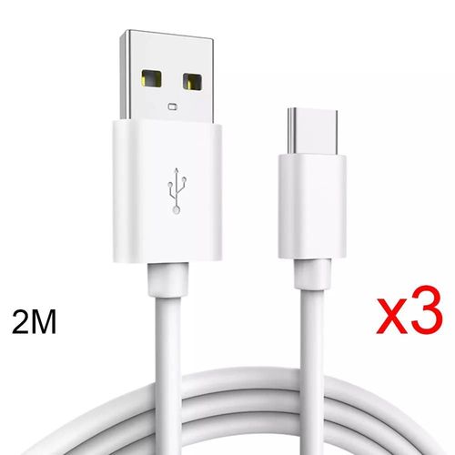 Pack-3 Câble Charge Usb-C Pour Oppo Reno 6, 6 Pro, Find X5, Find X5 Lite, Find X5 Pro - 2 Metre Blanc - E.F.Connection